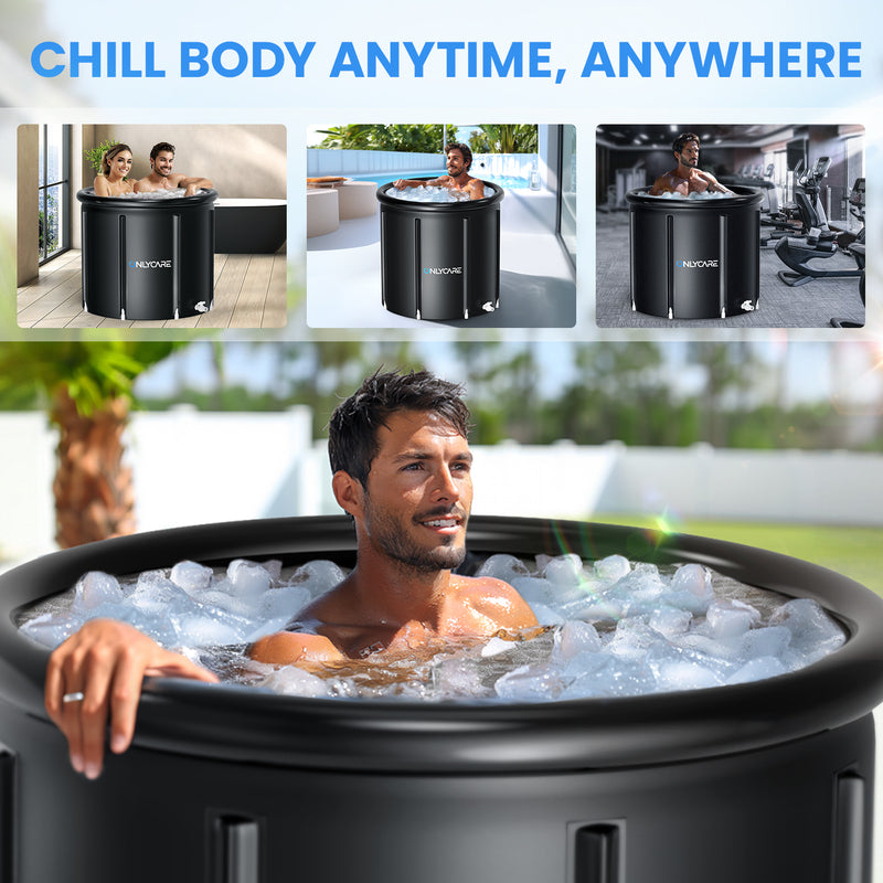 ONLYCARE Ice Bath Tub for Athletes - Upgrade 116 Gal Cold Plunge Tub with Cover - Multiple Layered Cold Water Portable Ice Pod for Therapy Recovery at Home Outdoor Gym